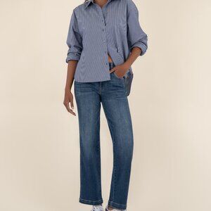 Kut from the Kloth Pattie High Rise Straight Leg Size 0/ Razor W/Medium Base W